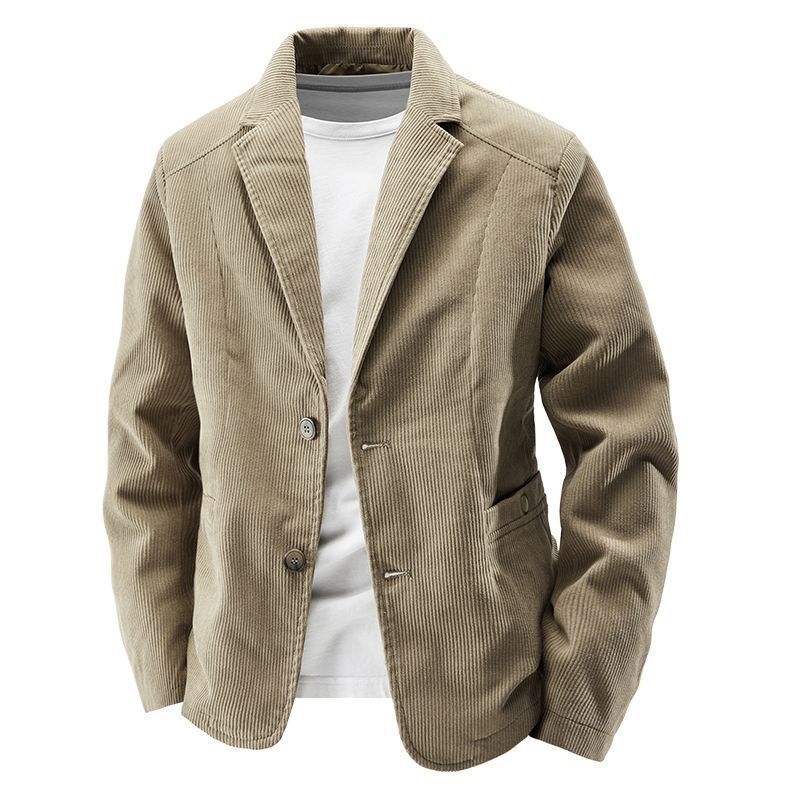 Muško sako od corduroya, jesenski casual stil, vintage dizajn, jednobrojno, plosni rever, uski kroj