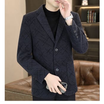 Muško poslovno sako slim-fit od poliestera, otporno na vjetar, perivo u perilici, bez glačanja, zimska upotreba