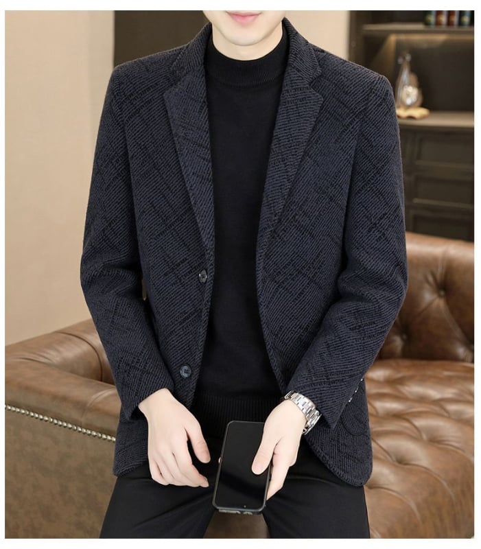 Muško poslovno sako slim-fit od poliestera, otporno na vjetar, perivo u perilici, bez glačanja, zimska upotreba