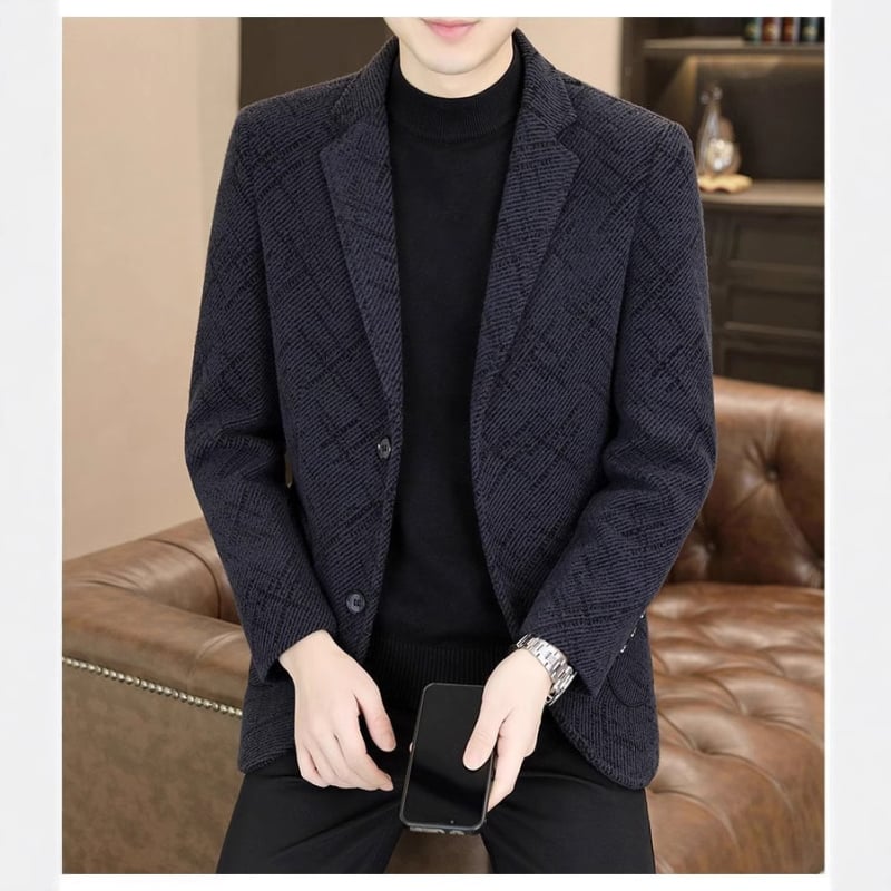 Muško poslovno sako slim-fit od poliestera, otporno na vjetar, perivo u perilici, bez glačanja, zimska upotreba