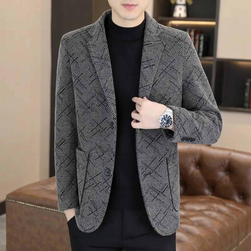 Muško poslovno sako slim-fit od poliestera, otporno na vjetar, perivo u perilici, bez glačanja, zimska upotreba