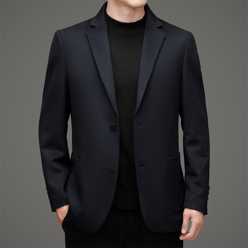 Muško vuneno sako, slim fit, ovratnik od sakoa, dva gumba, podstava od vune