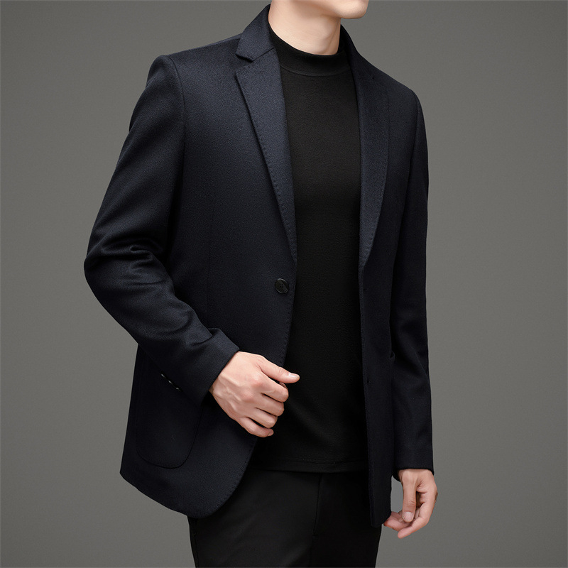 Muško vuneno sako, slim fit, ovratnik od sakoa, dva gumba, podstava od vune