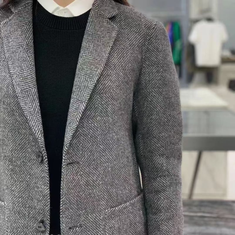 Muško sako od herringbone uzorka, slim-fit, s dva gumba, notch lapel, windproof poliester, 2024