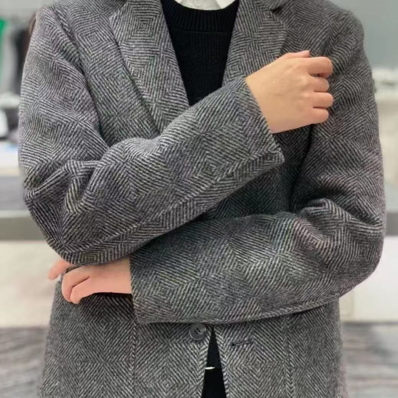 Muško sako od herringbone uzorka, slim-fit, s dva gumba, notch lapel, windproof poliester, 2024