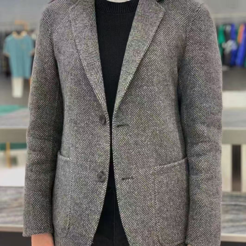 Muško sako od herringbone uzorka, slim-fit, s dva gumba, notch lapel, windproof poliester, 2024
