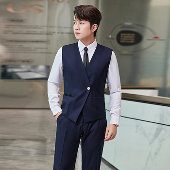 Slim-fit prsluk s V izrezom, jednodruko kopčanje, mješavina viskoze i poliestera za posao, sve sezone