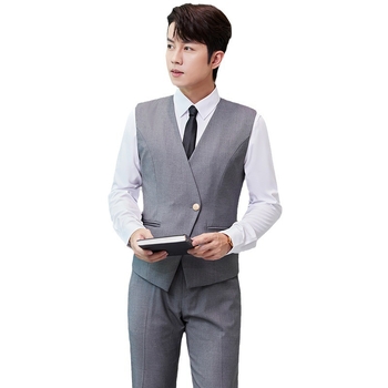 Slim-fit prsluk s V izrezom, jednodruko kopčanje, mješavina viskoze i poliestera za posao, sve sezone