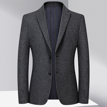 Muški Slim-Fit sako od korduroja s lanenim sastavom, Notch ovratnik, dvije gumba, dugi rukavi, zaobljeni rub, višestruki džepovi