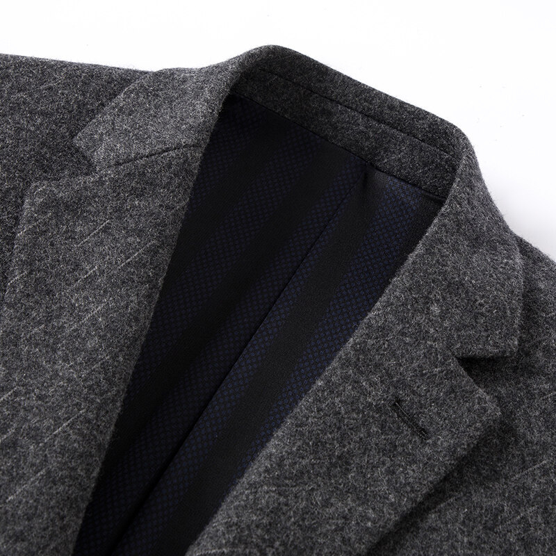 Muški Slim-Fit sako od korduroja s lanenim sastavom, Notch ovratnik, dvije gumba, dugi rukavi, zaobljeni rub, višestruki džepovi