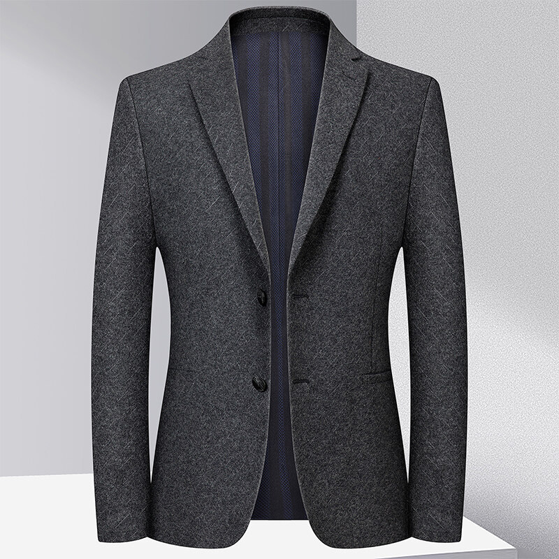 Muški Slim-Fit sako od korduroja s lanenim sastavom, Notch ovratnik, dvije gumba, dugi rukavi, zaobljeni rub, višestruki džepovi