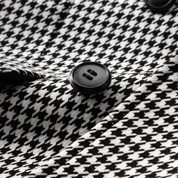 Muško sako s dvostrukim kopčanjem, uzorak houndstooth, uski kroj, ljeto 2024, poliester 69% glavna tkanina