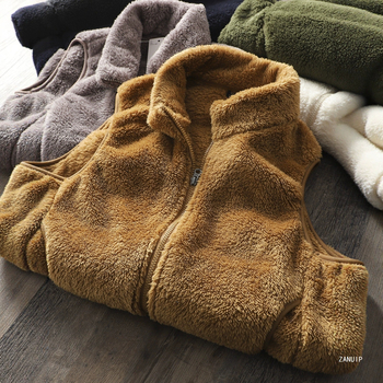 Fleece vesta s kašmirom, stojeći ovratnik, zatvarač, uski kroj, pamuk podstava