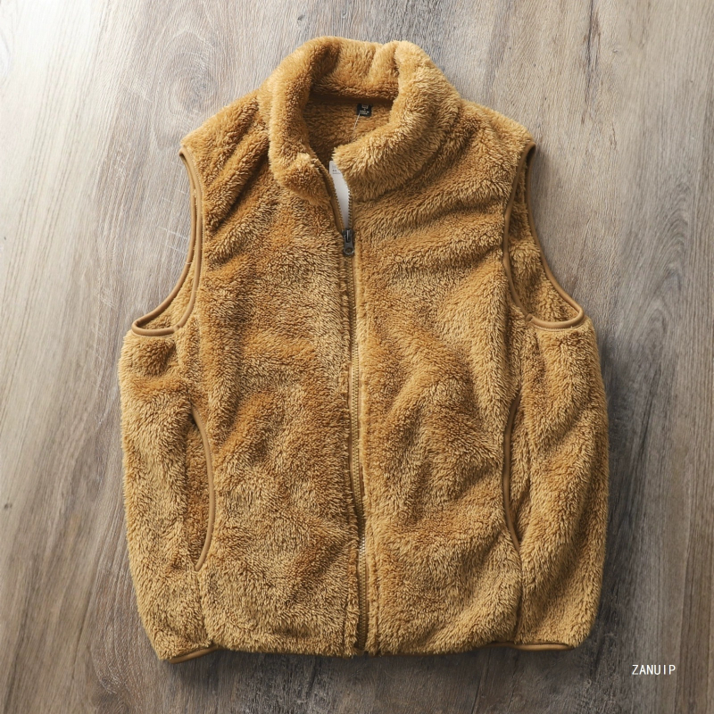 Fleece vesta s kašmirom, stojeći ovratnik, zatvarač, uski kroj, pamuk podstava