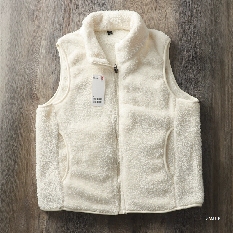 Fleece vesta s kašmirom, stojeći ovratnik, zatvarač, uski kroj, pamuk podstava