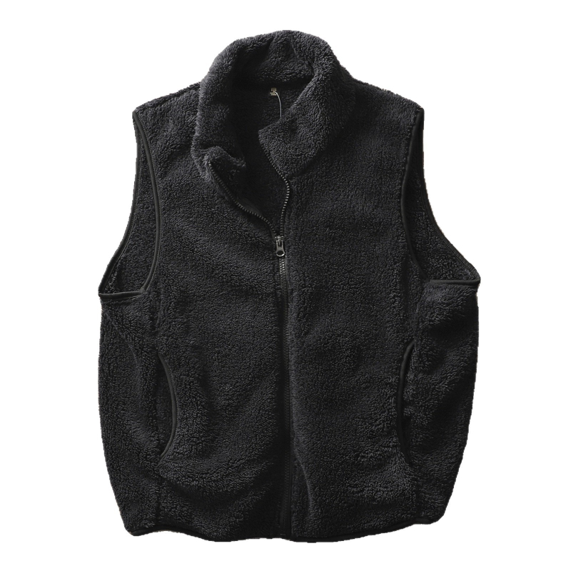 Fleece vesta s kašmirom, stojeći ovratnik, zatvarač, uski kroj, pamuk podstava