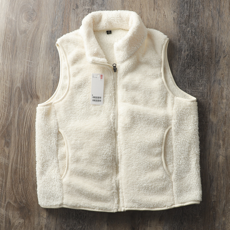 Fleece vesta s kašmirom, stojeći ovratnik, zatvarač, uski kroj, pamuk podstava