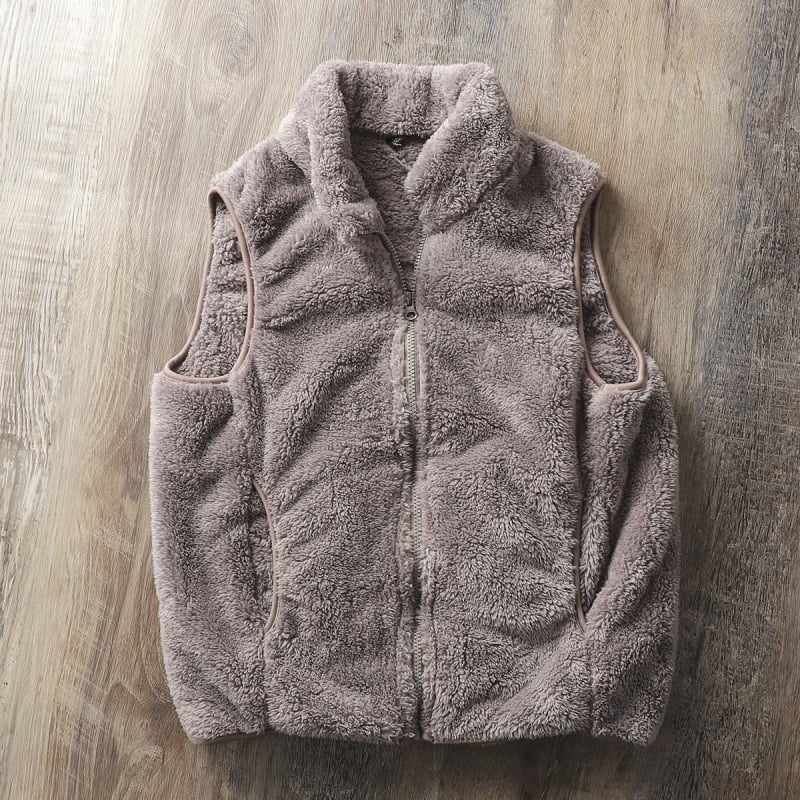 Fleece vesta s kašmirom, stojeći ovratnik, zatvarač, uski kroj, pamuk podstava