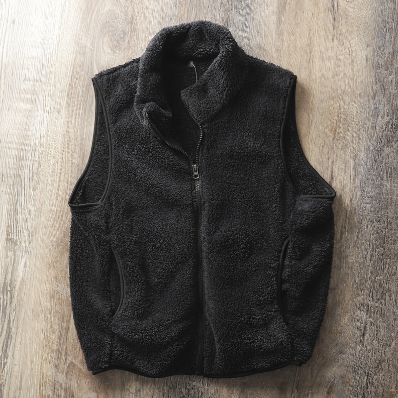 Fleece vesta s kašmirom, stojeći ovratnik, zatvarač, uski kroj, pamuk podstava