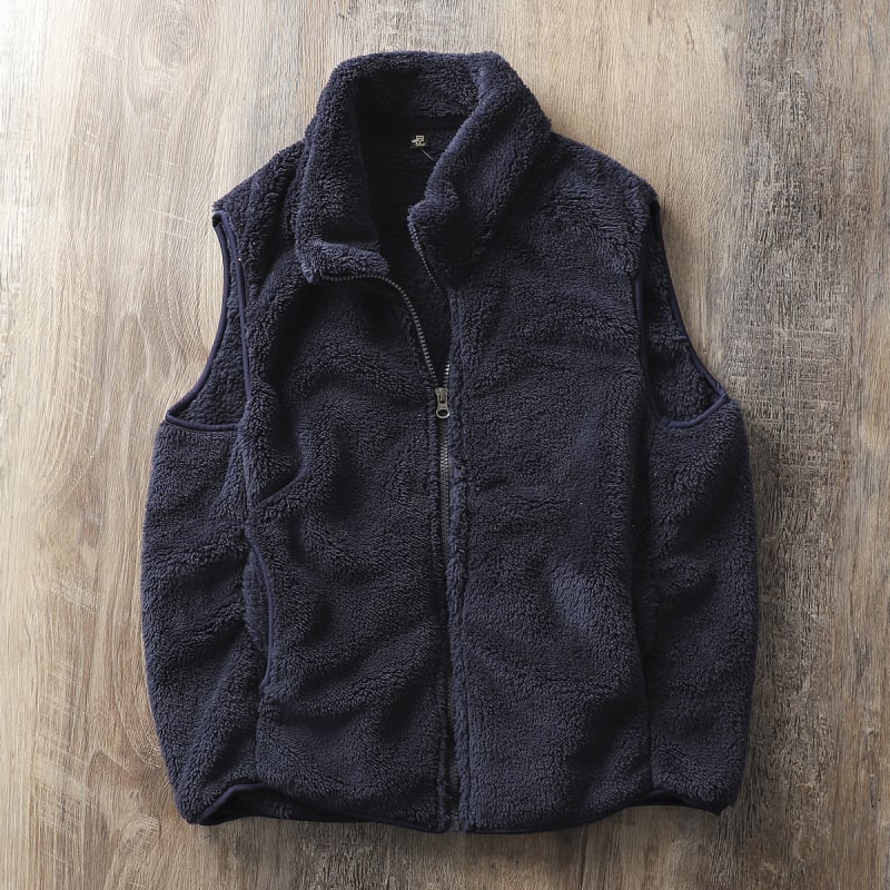 Fleece vesta s kašmirom, stojeći ovratnik, zatvarač, uski kroj, pamuk podstava