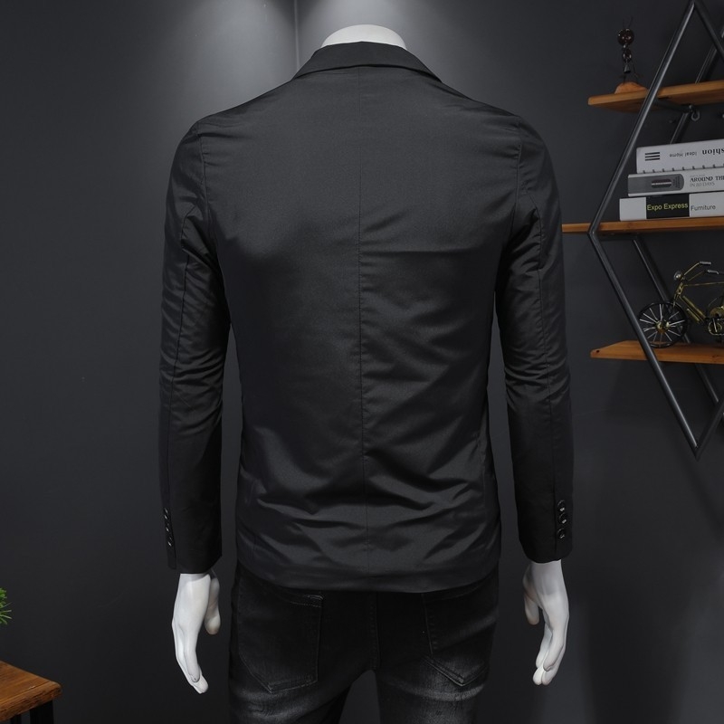 Muško sako slim-fit u korejskom stilu, plosati ovratnik, dvogumbova zapinjanje, 90% poliester, proljeće–jesen