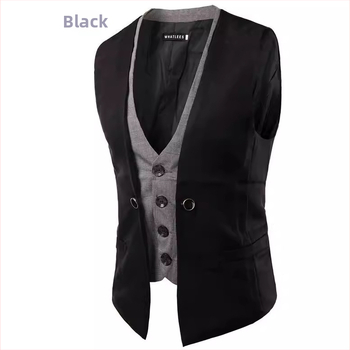 Pánske vesty na jar a jeseň, Slim fit, jednoradové zapínanie, V výstrih, bavlno-polyesterová zmes, podšívka polyester, voľný štýl