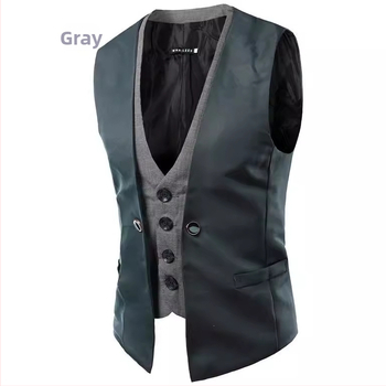 Pánske vesty na jar a jeseň, Slim fit, jednoradové zapínanie, V výstrih, bavlno-polyesterová zmes, podšívka polyester, voľný štýl