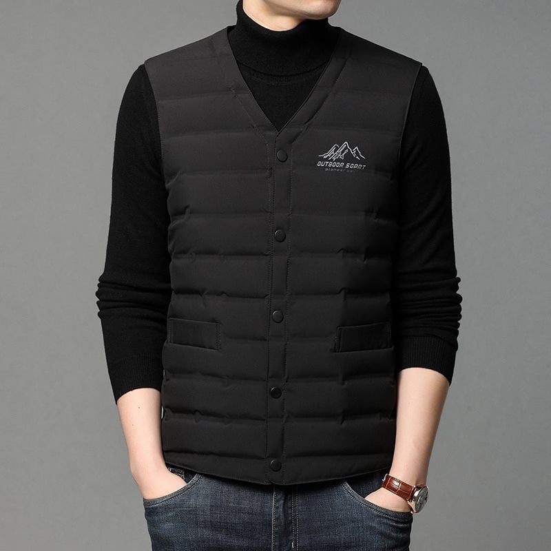 Muška vest s V-izrezom, korejskog stila, uskog kroja, tankog materijala, prugasti uzorak, 100% poliester