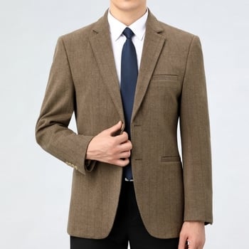 Muško vuneno sako za poslovni stil, ravni kroj, ovratnik sakoa, prednje zatvaranje s dva gumba u jednom redu, podstava od poliestera, 85% vuna