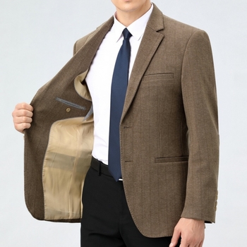 Muško vuneno sako za poslovni stil, ravni kroj, ovratnik sakoa, prednje zatvaranje s dva gumba u jednom redu, podstava od poliestera, 85% vuna