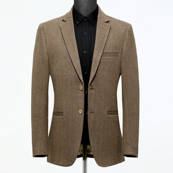 Muško vuneno sako za poslovni stil, ravni kroj, ovratnik sakoa, prednje zatvaranje s dva gumba u jednom redu, podstava od poliestera, 85% vuna