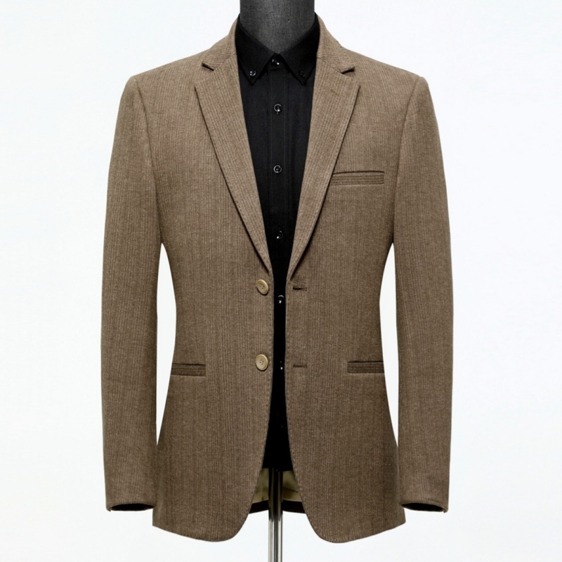 Muško vuneno sako za poslovni stil, ravni kroj, ovratnik sakoa, prednje zatvaranje s dva gumba u jednom redu, podstava od poliestera, 85% vuna