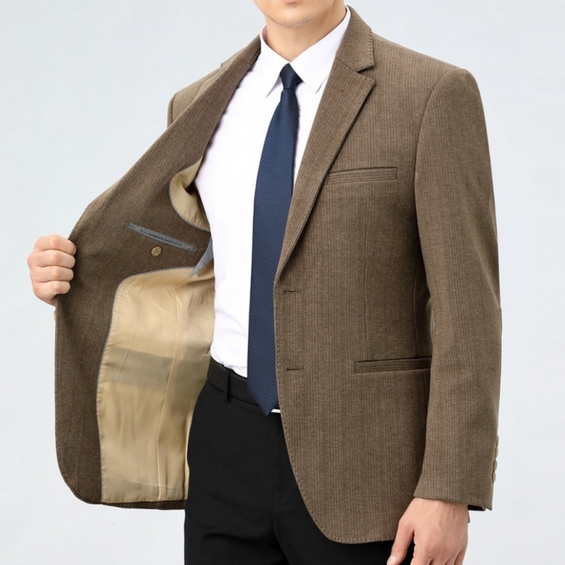 Muško vuneno sako za poslovni stil, ravni kroj, ovratnik sakoa, prednje zatvaranje s dva gumba u jednom redu, podstava od poliestera, 85% vuna