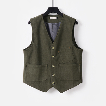 Muška vest z korduroja, vintage britanski stil, širok kroj, uzorak riblja kost, casual i svečani outfit