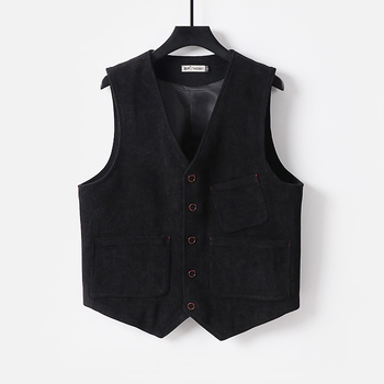 Muška vest z korduroja, vintage britanski stil, širok kroj, uzorak riblja kost, casual i svečani outfit