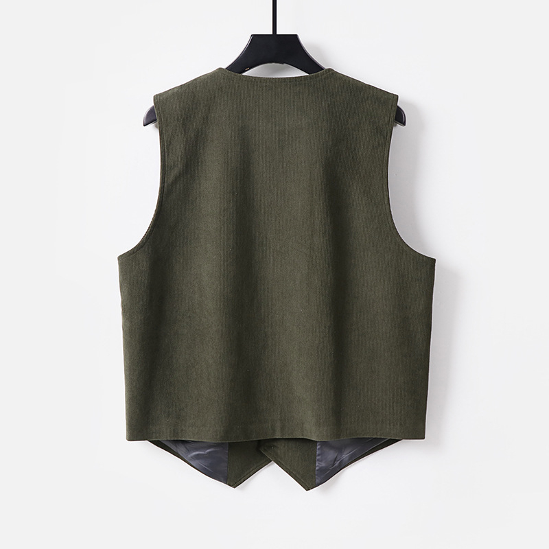 Muška vest z korduroja, vintage britanski stil, širok kroj, uzorak riblja kost, casual i svečani outfit
