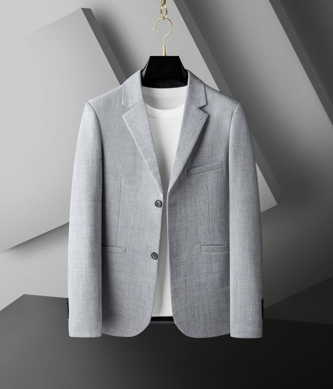 Muško odijelo sako za poslovni stil – Slim fit, ovratnik od sakoa, tkanina od poliester smjese, podstava poliester, pogodno za proljeće i jesen, stil commuting