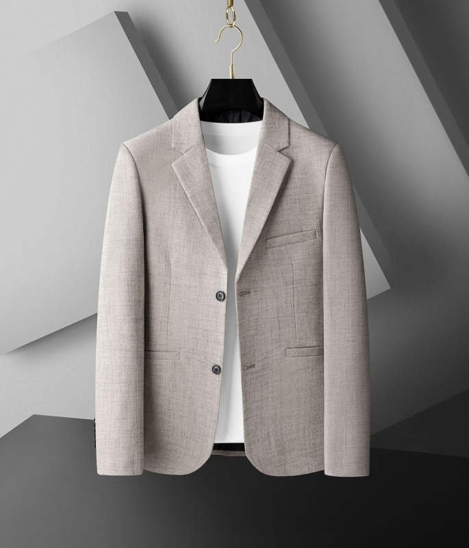 Muško odijelo sako za poslovni stil – Slim fit, ovratnik od sakoa, tkanina od poliester smjese, podstava poliester, pogodno za proljeće i jesen, stil commuting