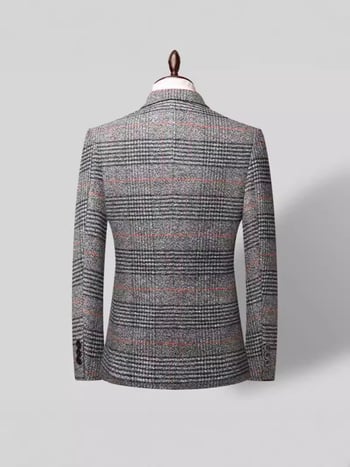 Muški uski karijani odijelo od poliestera, tkanina: poliester vlakna, 100% poliester, uzorak kariran, lagani poslovni stil