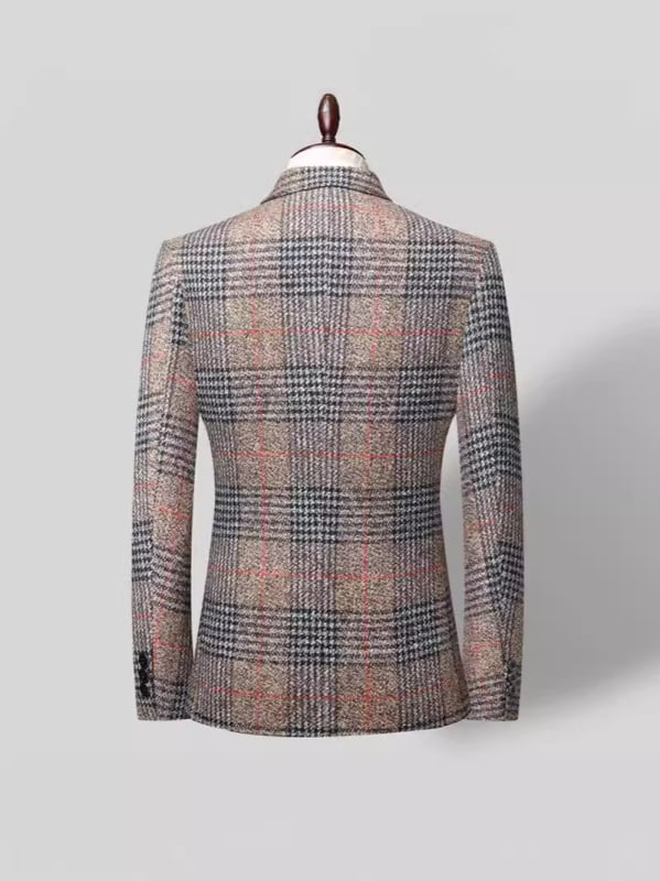 Muški uski karijani odijelo od poliestera, tkanina: poliester vlakna, 100% poliester, uzorak kariran, lagani poslovni stil