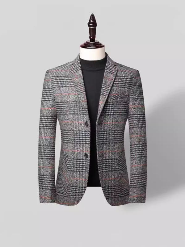 Muški uski karijani odijelo od poliestera, tkanina: poliester vlakna, 100% poliester, uzorak kariran, lagani poslovni stil