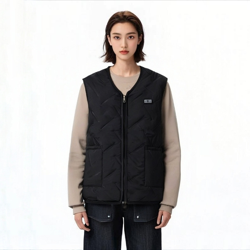 Muška električna grijna vest - potpuno tijelo grijanja, inteligentna kontrola temperature, zip, velur debeli materijal, poliester, zima 2025