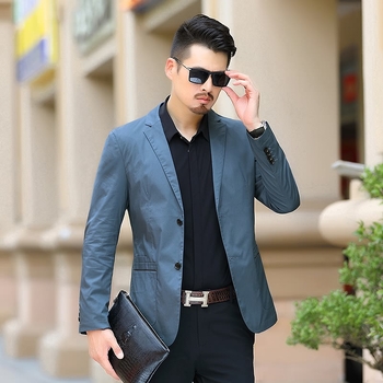 Muški slim-fit sako s dugim rukavima, korejski stil, pamuk-nylon-elastan mješavina, podstava poliester