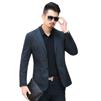 Muški slim-fit sako s dugim rukavima, korejski stil, pamuk-nylon-elastan mješavina, podstava poliester