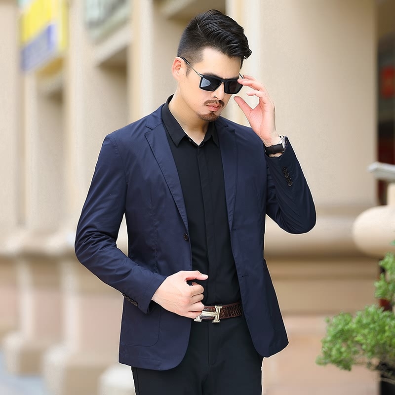 Muški slim-fit sako s dugim rukavima, korejski stil, pamuk-nylon-elastan mješavina, podstava poliester