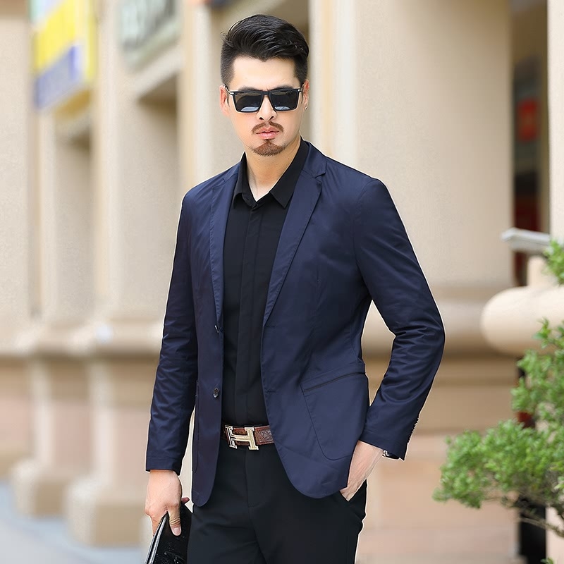 Muški slim-fit sako s dugim rukavima, korejski stil, pamuk-nylon-elastan mješavina, podstava poliester