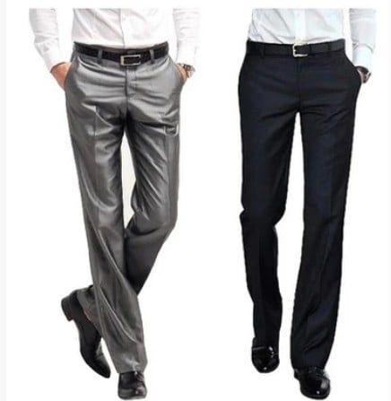 Férfi egyenes szabású nadrág, üzleti öltözködés, poliészter keverék anyag, 70% poliészter, ősz