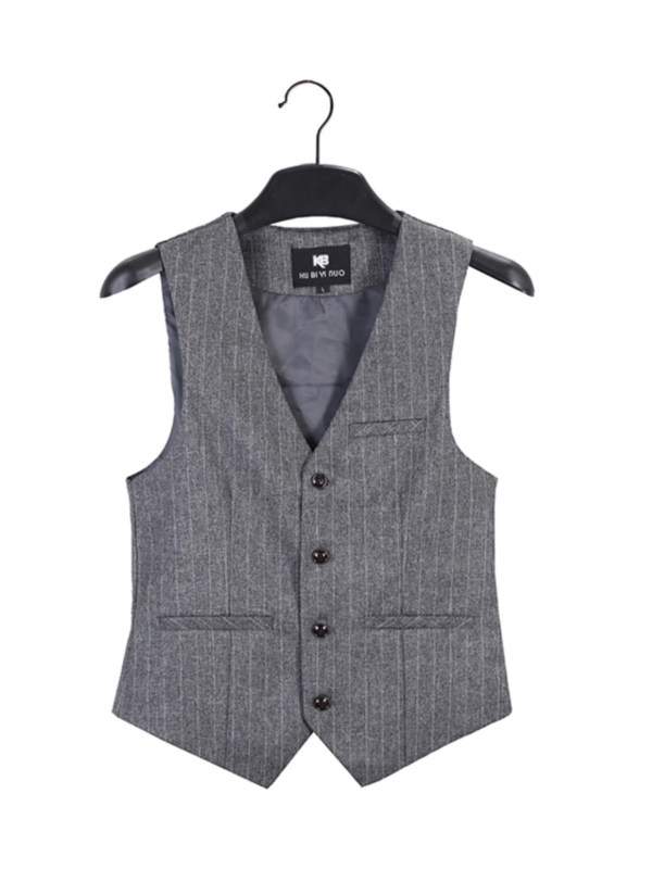 Muška prugasta vesta, uska linija, V-izrez, jednostruko kopčanje, četiri sezone