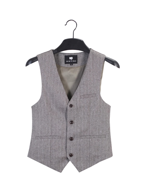 Muška prugasta vesta, uska linija, V-izrez, jednostruko kopčanje, četiri sezone