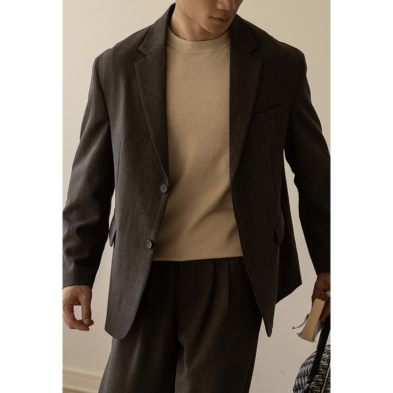 Muško sako s ravnim ovratnikom, zatvaranje na dva gumba, slim fit, anti-želje, toplina, poliester 94%, viskozna 4%, spandeks 2%, zima 2025